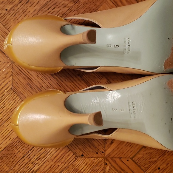 Beige Leather Peep-toe Heels - Picture 8 of 9